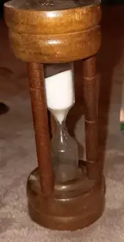 Vintage Carved Wood Glass 4" Hourglass Sand Timer Approx. 3 Minute 1970s Japan