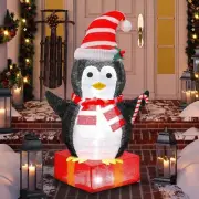 2.5FT Collapsible Christmas Penguin with Striped Hat, Light Up Christmas Penguin