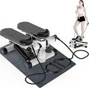 Mini Stepper Exercise Machine,Home Cardio Mini Stepper Machine,Portable Stair Stepper with LCD Display & Resistance Bands, Ultra-Quiet Fitness Equipment for Legs Arms and Full Body Training