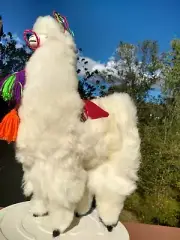 Llama/Alpaca Figure Handmade Real "Alpaca Fur" Toy Ornament Multicolored 20"