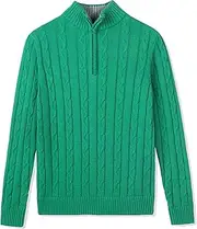 [Kid Nation] Boys Sweater 100% Cotton Quarter Zip Sweater Kids Cable Knit Casual Pullover (Previously Amazon Essentials)