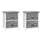 NEW Artiss Bedside Table 2 Drawers Storage Grey Set 2pce