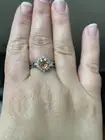 NIB lab-created Peach Ombre Crystal Rhodium plated dual band ring sz8 Sunflower