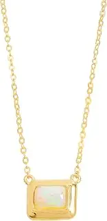 [YoTreasure] Ethiopian Opal Gemstone Solid 14K Gold Plated Over 925 Sterling Silver Pendant Necklace, Metal Gemstone, ethiopian-opal
