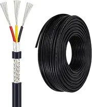 16-28AWG 3-core Shielded Wire, Aluminum Foil + Braided Mesh, Tinned Copper Core, PVC Outer Jacket, UL2464, Suitable for Industrial Equipment and Electronic Hookup Wire(200ft,20AWG-3C)