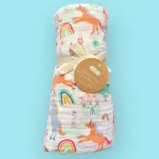 Mudpie Mud Pie Cotton Muslin Swaddle UNICORNS RAINBOWS Security Blanket Lovey
