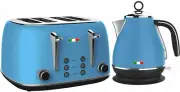 Vintage Electric Kettle and Toaster SET Combo Deal Stainless Steel Sky Blue