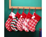 5PCS Christmas Stockings Set Large 3D Snowman Santa Pattern Candy Gift Bags for Kids Fireplace Hanging Ornaments Holiday Party Xmas Tree Decoration A10