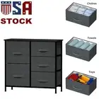 Drawer Dresser Shelf Organizer Bins Chest w/ 5 Fabric Drawers Tower Storage US