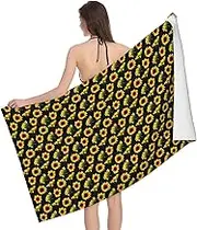 JBYJBX Sunflower Flowers Plants Black and Yellow Print Beach Towel Quick Dry Sandproof Microfiber Beach Bath Towel for Travel Pool Camping