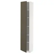 METOD high cabinet with shelves, white/Havstorp brown-beige, 40x37x200 cm