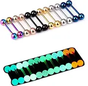 [Prjndjw] 6mm Ball Tongue Rings Nipple Piercing Jewlery Surgical Steel Glow in The Dark 16mm 14G Tongue Piercing Jewelry for Women Men Tongue Nipple Jewelry 14 Gauge Nipple Barbell