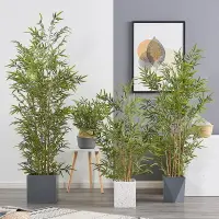 在飛比找露天拍賣優惠-快速出貨 假樹 假植物 琴葉榕 綠植 仿真植物竹子室內裝飾盆