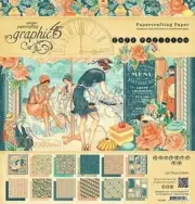 GRAPHIC 45 "CAFE PARISIAN" 12X12 PAPER PAD PARIS COOKING New Free Shipping