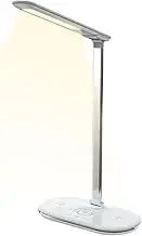 Table Reading Lamp - Table Light with Wireless Charger,USB Rechargeable Reading Light, Adjustable Lighting Folding Modern Decor Phone Charger for Study Room Dorm Office