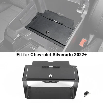 ⭕Armrest Box Mount Vault Safe Box Key Lock For Chevy Silverado GMC Sierra 2022+