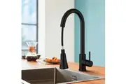 Stainless steel Pull Out Tap Gooseneck Kitchen Mixer Tap Swivel Round Spout Black Laundry Sink Faucets WELS ACA