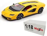 Maisto 1:18 Scale Lamborghini Car Model Metallic Simulation Diecast with Plastic Part Part Officially Licensed (Countach LPI 800-4 Yellow)