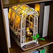 3D Wooden Puzzle Bookshelf Insert Decor,DIY Miniature Dollhouse Kit,Garden House Book Nook Kit,Booknook Bookshelf Insert for Kids Adults