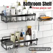 3PCS Bathroom Shower Caddy Shelf Organizer Rack Storage Rack Holder Wall Mounted