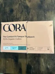 CORA Organic Cotton Tampons Light Regular Super 48CT Compact 3 Sizes *dmg box*