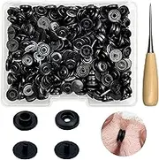GTAAOY T5 Plastic Snaps,120 Set Black Snaps No Need Tools, No-Sew Buttons for Crafts Cloth Diaper Bibs