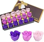 JIALEEY Floral Scented Bath Soap Rose Flower Petals, Plant Essential Oil Rose Soap Set, Best Gifts Ideas for Her Women Girls Mom Birthdays Christmas, 18 PCS Purple
