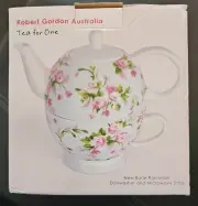 Robert Gordon Tea for One Pink Roses Teapot & Cup Shabby Chic Roses - New
