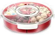 Food Platters with Lids Food Tray Divided Snack Serving Tray with Lid Handle, 5 Compartments Plastic Snack Food Containers with Lids Vegetables Tray