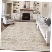8x10 Washable Beige Vintage Area Rug for 8' x 10' (Rectangular) Light Beige