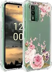 [Jhxtech] Phone Case for Nokia XR21 Case, Nokia XR 21 girls women, Slim Shockproof Clear Floral Pattern Soft Flexible TPU Protective Cover for Nokia XR21 5G Rose Flower