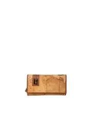 Alviero Martini Prima Classe Geo Classic Wallet - World Map Print Men Beige