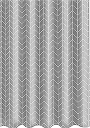 Home Bathroom Art Shower Curtain with Hooks Nordic Polyester Waterproof Thick Opaque Gray Line Punch-Free Partition Curtains, W120CMxH180CM