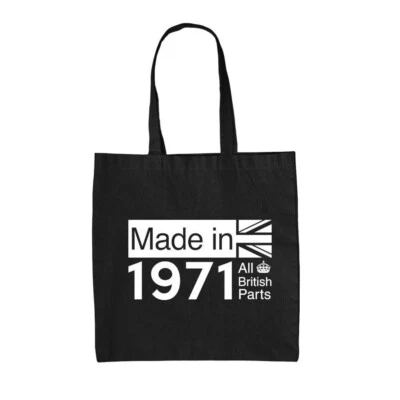 All British Parts 1971 - Canvas Tote Bag - 53rd Birthday Gift Present 53 Idea