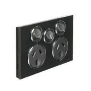 CLIPSAL SATURN 4025XA-HB - 10Amp Double Power Point - Removable Extra Switch - Horizon Black