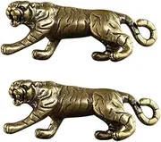 [IWOWHERO] 2pcs Vintage Brass Tiger Keychain Diy Jewelry Charm for Necklace Decorative Animal Charm for Diy Craft