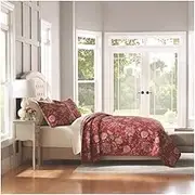 Quilt Set Full/Queen King Size 3 Pieces Lightweight Red Floral Print Pattern Bedspread Soft Cotton Coverlet Sets for All Seasons with 2 Pillow Shams (Color : Red, Size : 230x240cm-50x70cm x2)