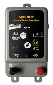 Electric Fence Energizer 15 Acre 2 in 1 Powered by Battery or AC Outlet 8000V 1.
