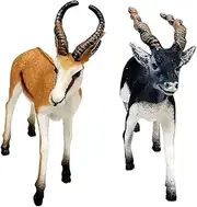Baosity 2X Wildlife Antelope Springbok Deer Figurines Learning Zoo Animal Toy Model for Birthday Gift Preschool Toy Toddlers Kids