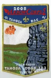 Boy Scout OA 383 Tahosa Lodge 2008 Arrowcorps 5 Mark Twain Gold Border Set
