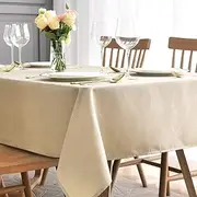 maxmill Jacquard Tablecloth Swirl Design Water Resistance Antiwrinkle Heavy Weight Soft Table Cloth for Buffet Banquet Parties Event Holiday Dinner Rectangle 60 x 84 Inch Beige