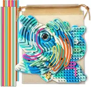 Sensory Activity Board ，Silicone Fidget Toy for Calming, Quiet Sensory Toys for Kids 3+ & Adults, Stress/Anxiety/ADHD & Autism Calming Toy , Includes Travel Bag & 18 Strings（Blue-White，Rabbit）