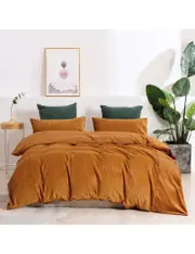 Corduroy Quilt Cover Set (Rust) - Double Bed