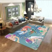 Lovely Mermaid Pattern Modern Area Rug Anti-Slip Carpet for Living Room Bedroom Dining Room Hallway Printed Rug Mats Home Decor Home Large Size Floor Soft Carpet 200 x 150 CM ( 80” x 58” )