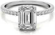 Stunning Emerald Cut White Moissanite Women's Engagement & Wedding Ring In 925