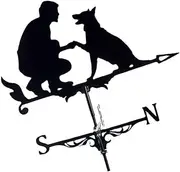 Weathervane Man Dog Weather Vane Decorative Garden Yard Wind Direction Indicator Garden Weather Vane