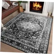 Soft Area Rug 4x6, Washable Vintage Rug for Bedroom Living Room, Non-Slip Low