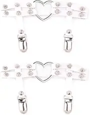 [aoozleny] Women Girl Leather Garters Sexy Heart Leg Ring Elastic Garter Belt Punk Rock Rivet Stud Anti-Slip Clips 2pcs