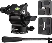 Diewu Compact Camera Video Fluid Head Pan Tilt Tr Head Panorama Ballhead Tr Mount Aluminum Alloy 1/4 Inch Screw 10kg/22lbs Load wi Detachable Handle 2pcs Qui Release Plate