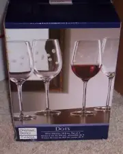 MIKASA Gourmet Basics DOTS Wine Glasses Set of 4 New in Box